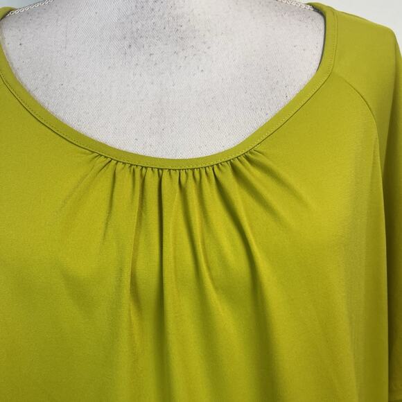 Susan Graver Stretch Slinky Top Blouse Size XL Lime Green Career Casual Wear - Picture 3 of 7
